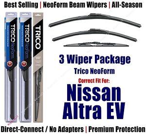 3pk Wipers Front & Rear NeoForm fit 1998-2001 Nissan Altra EV - 16220/180/30160