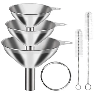 6 Pcs Stainless Steel Mini Funnels for Kitchen Use Large Tiny Small Funnel Set 3 - Picture 1 of 7