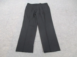 Michael Kors Pants Mens 36 Black Solid Wool Straight Leg Pleated Dress 36x32 - Picture 1 of 7