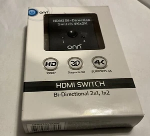 ONN HDMI BI-DIRECTION SWITCH, 1080P, 3D, 4KX2K, NEW IN BOX - Picture 1 of 24