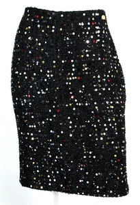 Chanel 2022 22S Black Multi Sequin Fantasy Tweed Logo Detail Pencil Skirt 42 - Bild 1 von 8