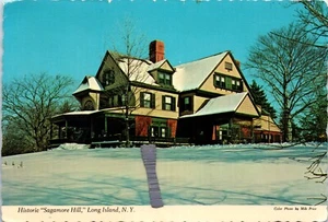 Postcard Sagamore Hill Long Island New York Snow Winter Theodore Roosevelts Home - Picture 1 of 2