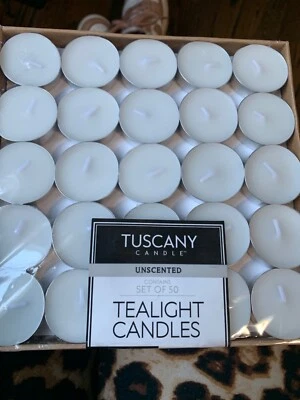 Caja de 50 velas de té Toscana blancas cantidad descuento Foto 1 de 2