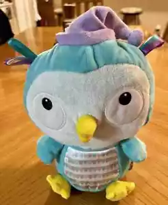 Hallmark Owl Aqua Blue & Purple Plush Stuffed w Hat Toy w Satin Belly EUC 9" Q5 - Picture 1 of 5