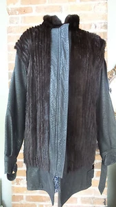 Vtg MINK fur & Leather coat Jacket vest two in one Zip off Slevees for Vest   - Picture 1 of 12