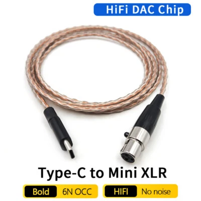 6N HiFi DAC Type C To 3 Pin Mini XLR Audio Cable For Beyerdynamic AKG Headphone- - Bild 1 von 4