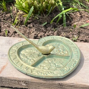 Sundial Garden Ornament Statue Decoration Outdoor Rustic Antique Bird Clock Gift - Picture 1 of 8