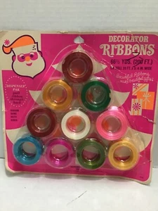 Vintage Wrights Dekorateur Bänder in Packung Weihnachten 10 Rollen Spender Pak 200 Fuß - Bild 1 von 6