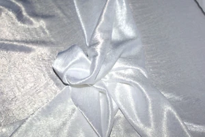 1 Metre - WHITE Shimmer Crinkle Crush Sateen Fabric, Weight, 145cm Wide - Picture 1 of 6