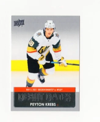 2021-22 Upper Deck Series 1 Peyton Krebs #DD-14 Debut Dates Vegas Golden Knights - Image 1 of 2