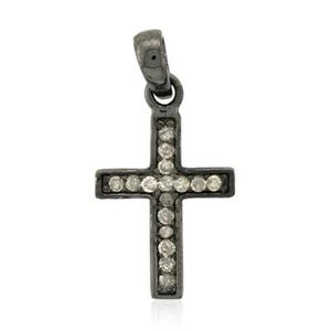 0,22ct Diamant Kreuz Charm oxidiert Anhänger 925 Sterling Silber - Bild 1 von 4