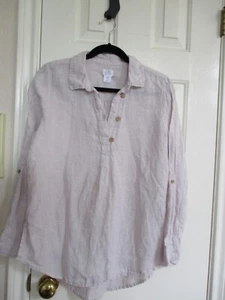 SIGRID OLSEN 100 % LEINEN BEIGE ROLLRIEGEL LANGARM TUNIKA GRÖSSE MEDIUM - Bild 1 von 7