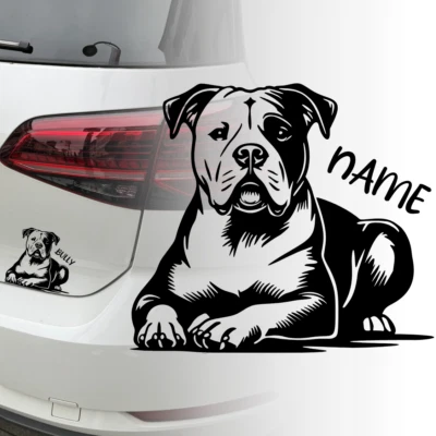 UNIDAMO Auto Aufkleber | American Bulldog | Hund | Wunschname Personalisiert Sticker 695