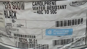 Carol 02725 12/3C Carolprene SOOW 600V 90C Portable Power Cable Cord Black/10ft - Picture 1 of 8