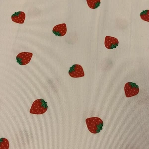 Fabric Finders Cotton Pinwale Pique Fabric Strawberries On White Background BTY - Picture 1 of 11