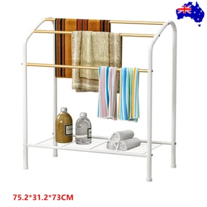 Metal Towel Rack Stand 3 Tiers Large Free Standing Bathroom Storage Shelf Holder - Picture 1 of 7