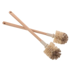 2pcs Bathroom Toilet Brush: 8" Toilet Bowl Cleaner Brush with Wooden Handle - - Picture 1 of 12