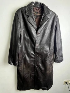 Leonardo da Vinci Leder Trenchcoat Braun Italy Vintage Größe L - Bild 1 von 10