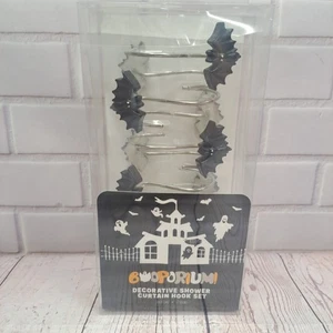 12er Set Halloween Spooky Fledermäuse Duschvorhang Haken Deko Duschringe - Bild 1 von 5