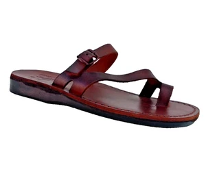 Sandalias unisex de cuero camel hechas a mano en Tierra Santa | Comodidad bíblica - Imagen 1 de 10