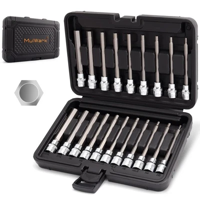 20PC 3/8" Drive Extra Long Allen Hex Bit Socket Set - Long Allen Socket Set c... - Image 1 of 4