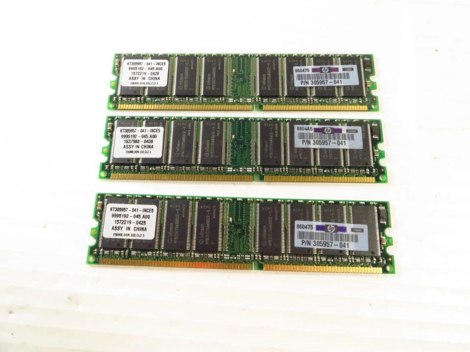 3 Pack 256MB PC2700 KINGSTON KT305957-041-INCE5 HP 305957-041 DDR-333 DDR1 Kit - Image 1 of 3