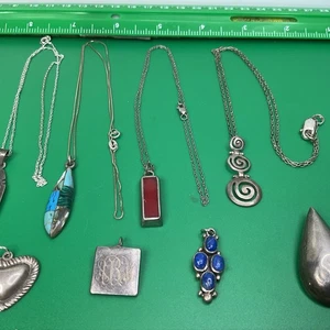 Lote de 4 Collares y 4 Colgantes Vintage Plata de Ley Coral Turquesa - Imagen 1 de 24