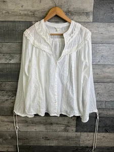 Monsoon Womens Blouse Top Size Large Ivory Nyla Scallop Button Up Lace Victorian - Picture 1 of 10