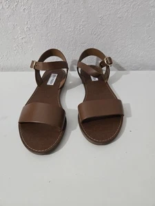 Sandalias planas Steve Madden Donddi de cuero marrón con correa al tobillo para mujer talla 8 - Imagen 1 de 6