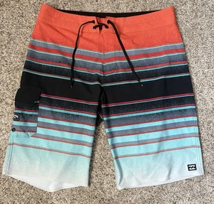 Costume da bagno uomo Billabong All Day Pro Board Shorts blu arancione a righe taglia 32 - Foto 1 di 6