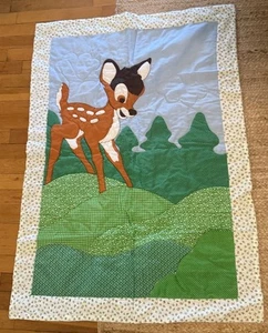 Vintage Bambi Baby Blanket Quilt 32x46 Handmade - Picture 1 of 5
