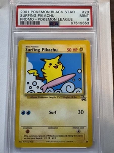 2001 Pokémon Black Star Surfing Pikachu League Promo Card PSA 9 Mint Wotc - Bild 1 von 2