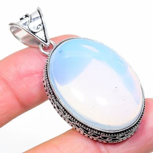 Milky Opal Gemstone 925 Sterling Silver Pendant 2.01" C378 - Imagen 1 de 8