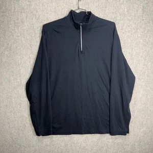 Tommy Bahama Hombre Pima Algodón 1/4 Cremallera Pullover Azul Marino Negro Manga Bolsillo Talla Lg - Imagen 1 de 14