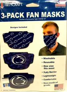 Penn State Nittany Lions Mascarilla Facial Lavable Reutilizable Paquete de 3 Hecha en EE. UU. Nueva - Imagen 1 de 5