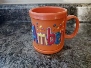 Name: AMBER - NEW Personalized Childs Kids Mug Cup Plastic 10oz. 3D John Hinde - Picture 1 of 5