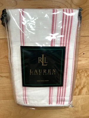 NIP Vintage Ralph Lauren Summer Cottage KING Pillow Sham Pink White Stripe RARE! - Image 1 of 4