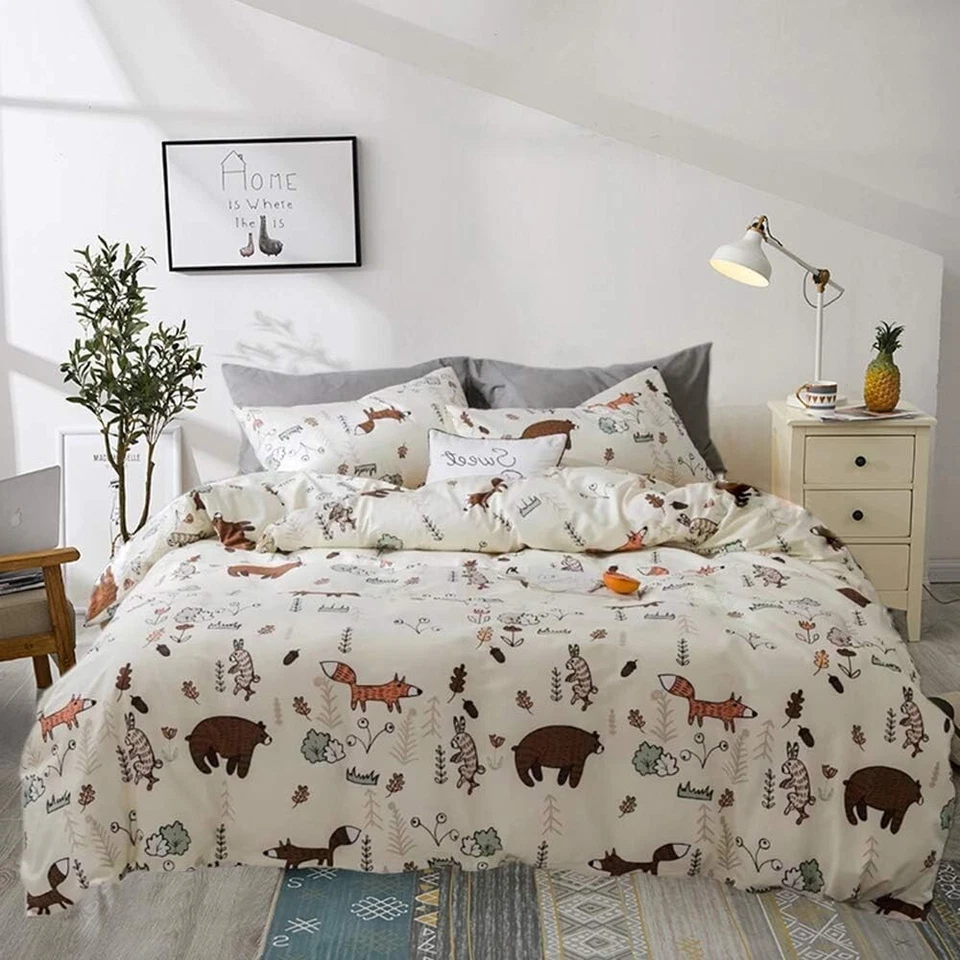 Capa de edredom desenho animado Jumeey Kid Bear Bedding - Completa/Rainha - Tema Floresta Floresta - Imagem 1 de 1