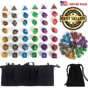 7-die Polyhedral Dice for Dungeons and Dragons DND RPG D20 D12 D10 D8 D6 D4 Game - Picture 1 of 12