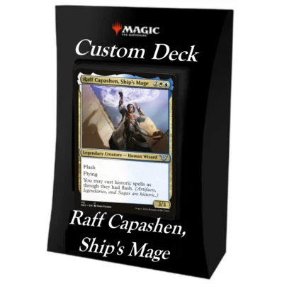 MTG Custom Commander Deck- Raff Capashen, Ship's Mage - Sleeved & Box Included! - Image 1 of 2