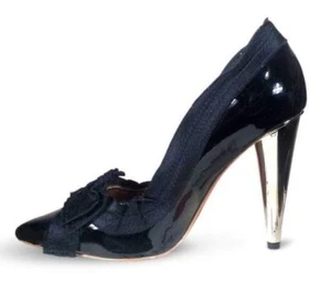 LANVIN for H&M Womens Size EU 40 US 9 Pumps Heels Black Patent Leather Stilettos - Picture 1 of 11