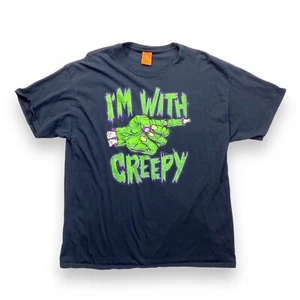 Happy Halloween T Shirt I'M WITH CREEPY XL Short sleeve Zombie hand pointing - Picture 1 of 6