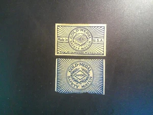 LOT of TWO (2) DIFFERENT VINTAGE *GOLD MEDAL SAFETY MATCH* U.S. MATCH BOX LABELS - Picture 1 of 1