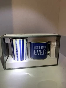 2pc Porcelain Best Dad Ever Mug Set by Threshold - New - Picture 1 of 2