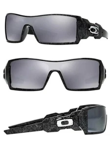 Nuovi occhiali da sole Oakley Oil Rig / testo fantasma argento / lenti nere / iridio - Foto 1 di 2