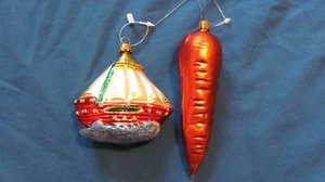 Weihnachtsbaum mundgeblasenes Glas Made in Germany Segelboot Ornament und Karotte - Bild 1 von 2