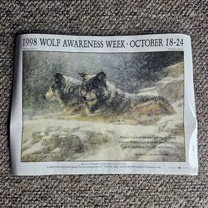 1998 Wolf Awareness Week 18.-24. Oktober Canis Lupus Information Wandposter - Bild 1 von 9