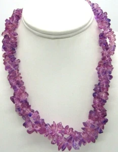 Nice Bright Speckle Purple Faux Glass Chips Stone Braided Collar Necklace 16.5" - Picture 1 of 6