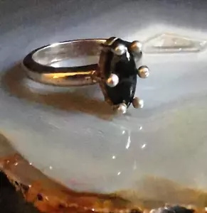 Ring Silber 925 black Onyx ungewöhnlich auffällig plakativ 18,5mm 5,5g Punze MV? - Bild 1 von 8
