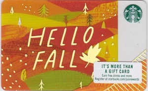Starbucks Coffee Hello Fall Autumn Trees Leaves Red Orange Yellow 2018 Gift Card - Picture 1 of 1